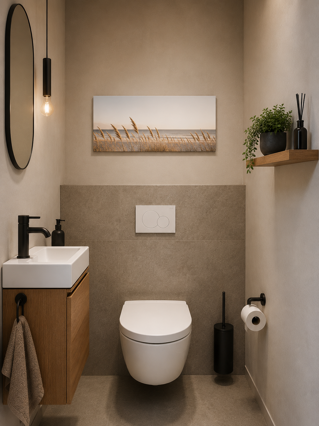 Heat4All ICONIC 210W mat fotopaneel frameless met graanveld decoratie voor toilet