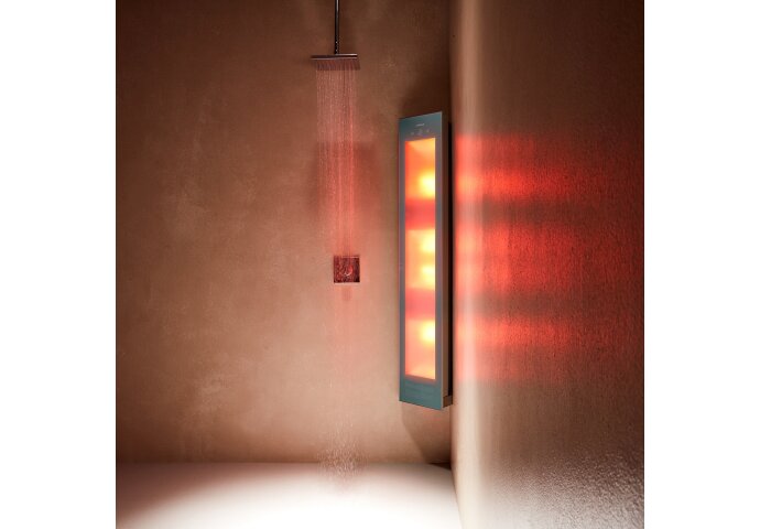 Sunshower Combi infrarood & UV douchepaneel detail opbouw douchewand