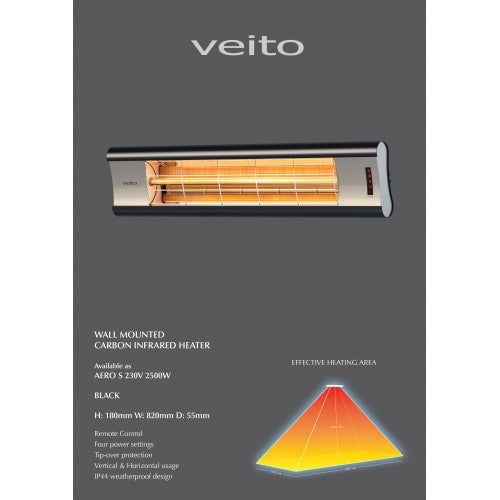 Veito Aero S 2500W infrarood terrasverwarmer - vooraanzicht