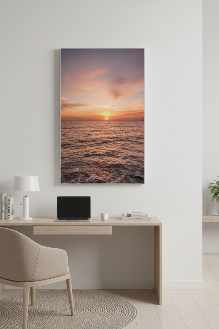 Heat4All ICONIC 730W mat fotopaneel 60x120 in modern thuiskantoor voor infraroodverwarming