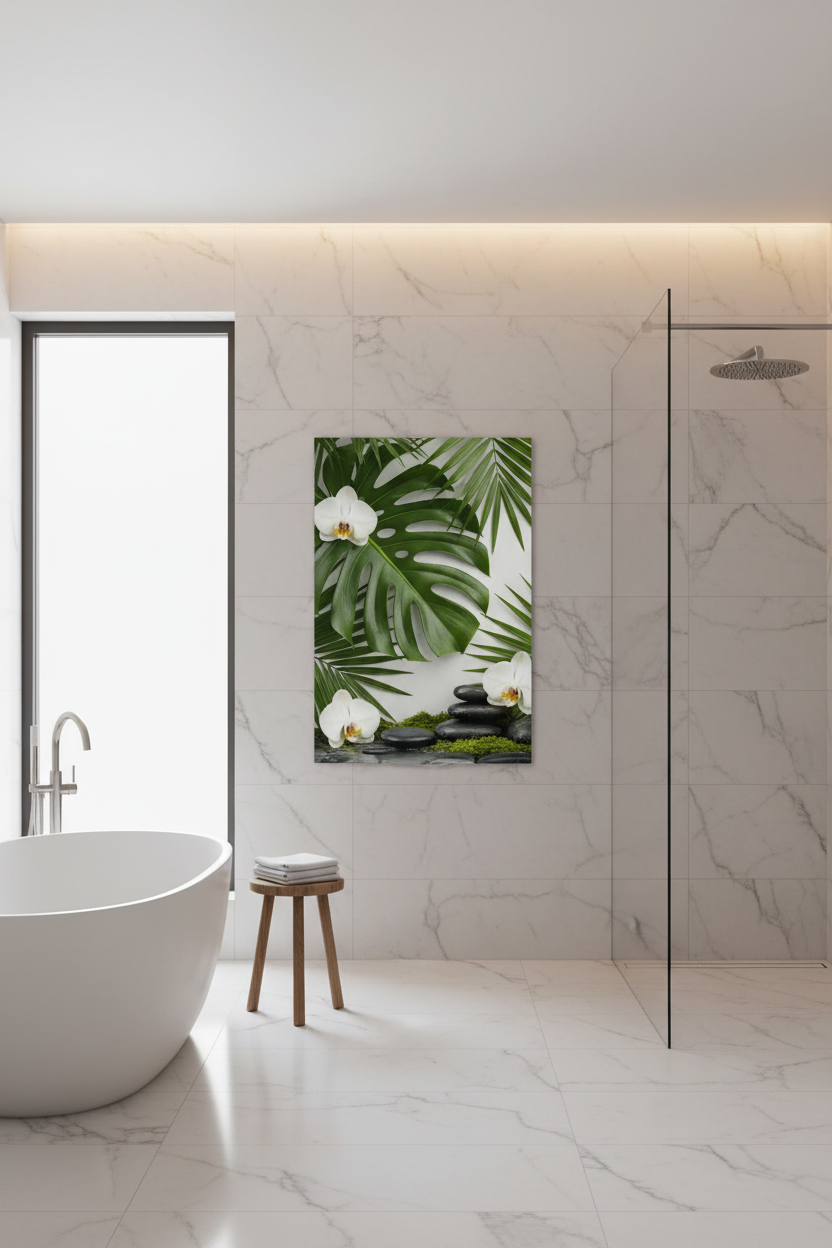 Heat4All ICONIC 780W mat fotopaneel 80x100 in moderne badkamer voor infraroodverwarming