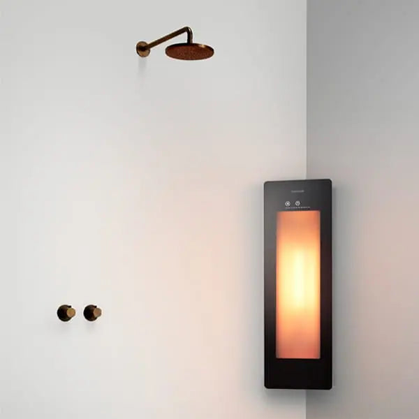 Sunshower PLUS/S 1000W infrarood en UV douchepaneel detail voor badkamer en wellness - opbouw hoek